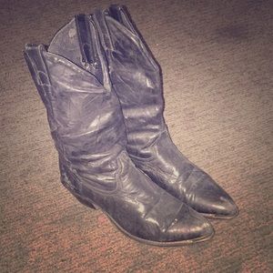 COPY - Vintage Black Leather Authentic Cowboy Boots 8